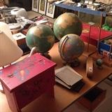 Vintage globes and toys