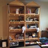 Maple shelves with vintage books. CDs and DVDs.