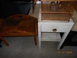 metal night stand, birdcage