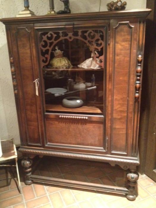 Antique Burl Wood Cabinet