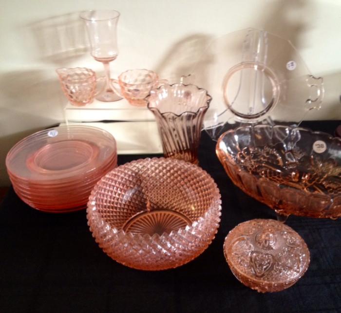 Vintage Pink Depression Glass, Cube, Jeanette, and more!