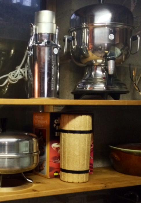 Coffee Urn, Electric Frying Pans, and more Kitchen Essentials in the Basement Pantry