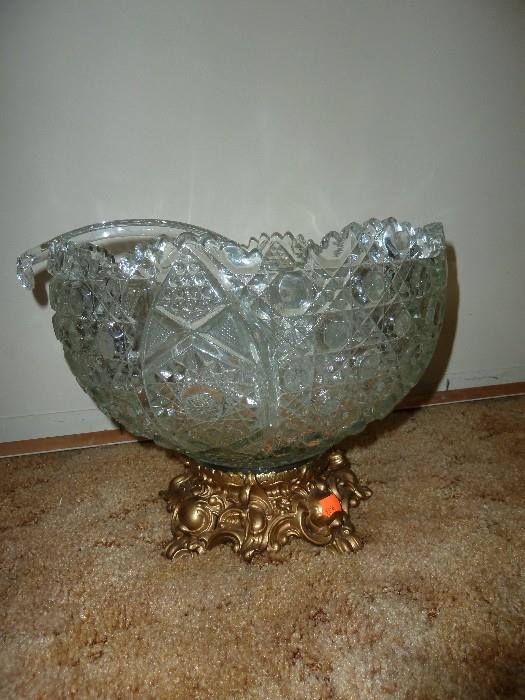 Crystal Punch Bowl with Ladle and cups