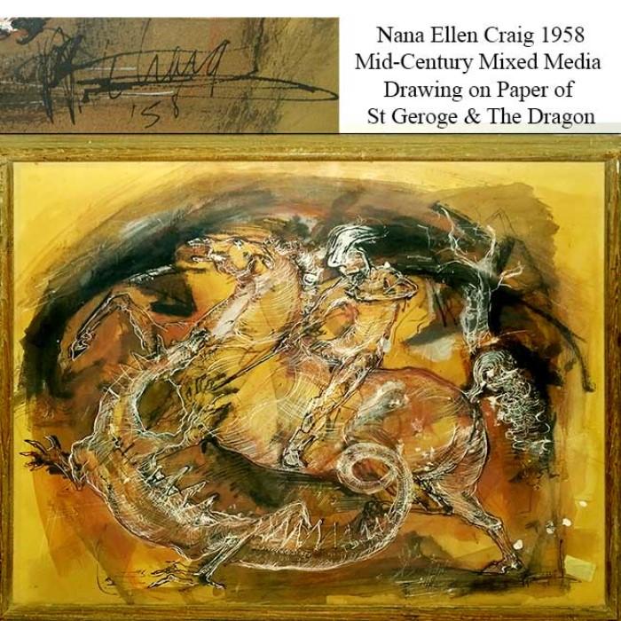 Nancy Ellen Craig Mixed Media St George and the Dragon 1958