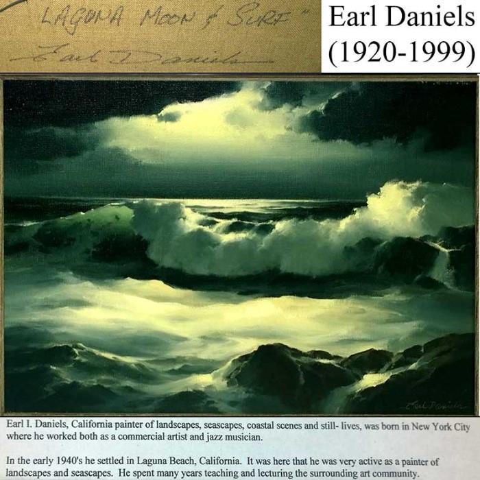 Earl Daniels Laguna Moon and Surf oil on canvas