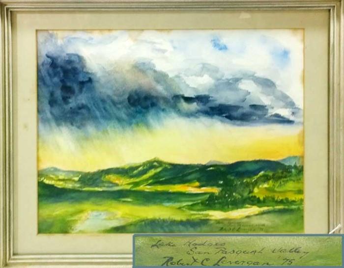 Bobert Lonergan Lake Hodges San Pasqual Valley Watercolor