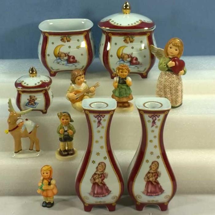 Hummels and Goebel Magic Christmas items with boxes