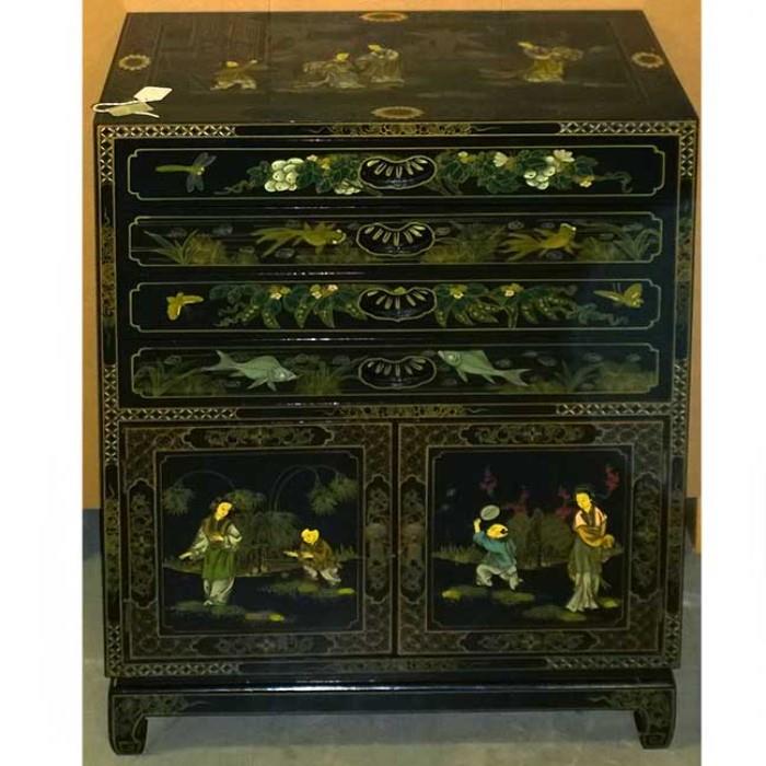 Black Lacquer Silver Chest/ Collections Cabinet