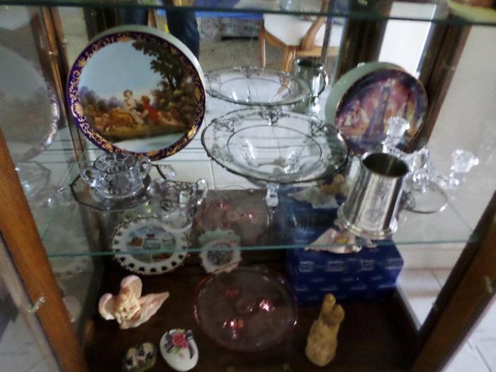 Antique Silver Trimmed Items and Plates