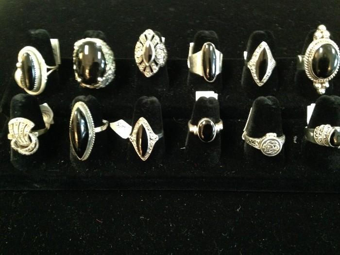 Sterling & black onyx rings