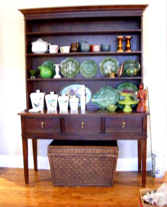 Hutch with plate racks over side board with drawers. Two piece unit has great versitility