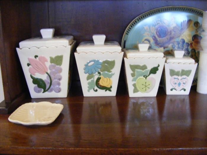 Vintage Set Pottery Canisters