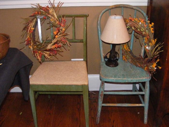 Rustic painted side chairs