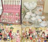 Tables of collectibles and household items