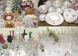Bavarian and Noritake dinnerware sets, crystal and decor; 