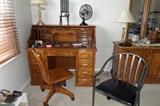 SOLID OAK ROLLTOP DESK AND CHAIR FROM FISHERS SAG HARBOR