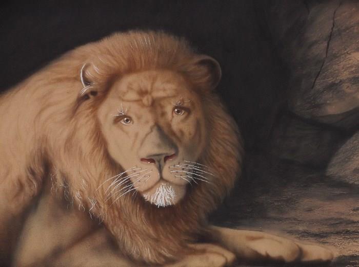 The Lion by Ernst Zimmer, pastel 24 x 30