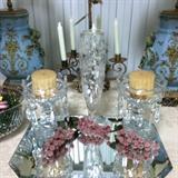  pair Bohemian candelabras 1930s. German crystal bud vase