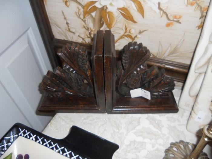 Set of carved decorative bookends