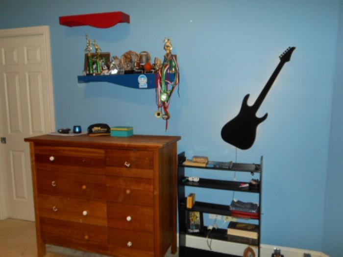 dresser and lighted guitar