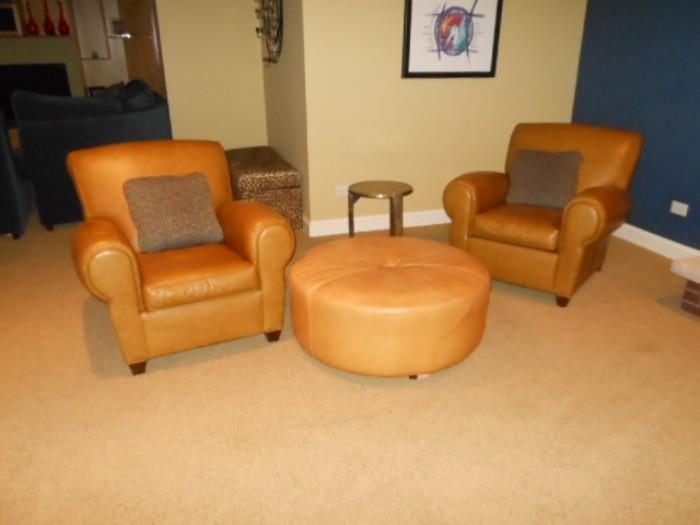 pottery barn chairs and ottoman