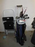 golf clubs and bag
