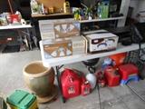 light fixtures and gas cans