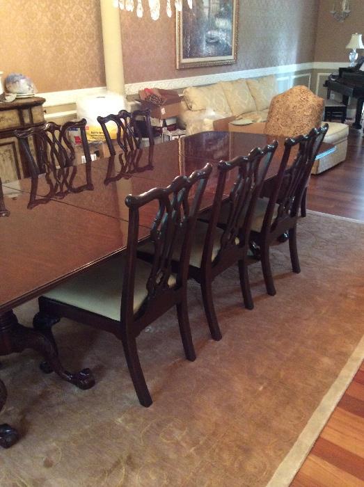 CENTURY DINING TABLE & CHIPPENDALE CHAIRS $7000