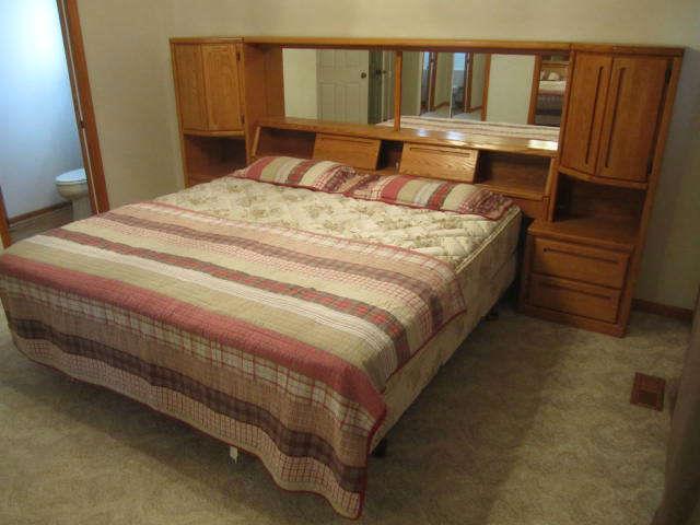 Peerless King Size Bed with Oak Headboard