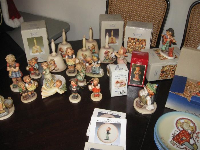 Hummels, plates, bells, ornaments.  Many in original boxes