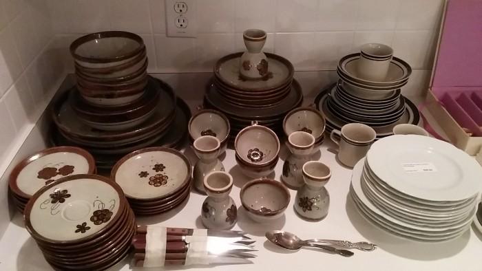Large set of Earth tone Mexican pottery