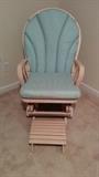Pickled finish rocking chair, w/matching ottoman - perfect for those with little feet.