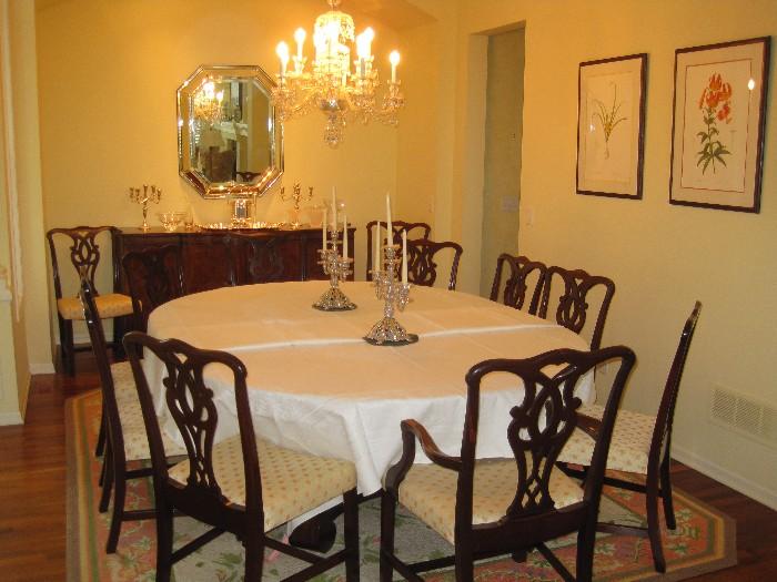 A set of 12 Chippendale style Dining Chairs, table is not for sale.