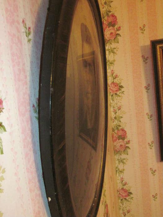 Antique Tigerwood picture frame with convex glass