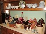 McCoy cookie jars, bean pots, Fitz & Floyd cow plate, etc. 