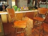 Pair of oak bar stools