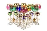 LOT 21: AN ASSEMBLED SET OF BOHEMIAN GLASS STEMWARE, ATTRIBUTED TO MOSER