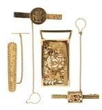 LOT 39: A GROUP OF GENTLEMAN'S 18 KARAT GOLD PERUVIAN JEWELRY ARTICLES