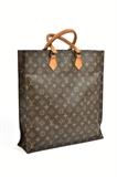 LOT 47: A LOUIS VUITTON MONOGRAM SAC PLAT CANVAS TOTE BAG