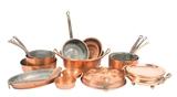 LOT 119: AN ASSEMBLED COLLECTION OF FRENCH COPPER COOKWARE