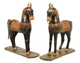 LOT 125: A PAIR OF PAINTED IRON HORSE FIGURES