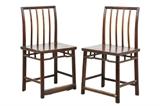 LOT 138: A PAIR OF CHINESE CARVED WOOD CHAIRS 