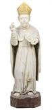 LOT 162: A CARVED AND PAINTED WOOD ECCLESIASTICAL FIGURE 