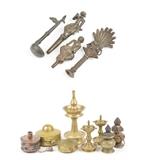 LOT 166: A COLLECTION OF SINO-TIBETAN BRONZE AND GILT METAL DEVOTIONAL ARTICLES