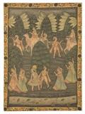 LOT 174: AN INDIAN OIL ON LINEN GENRE PAINTING