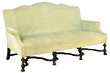 LOT 199: A WILLIAM AND MARY STYLE UPHOLSTERED SETTEE