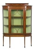 LOT 209: AN EDWARDIAN STYLE MARQUETRY VITRINE CABINET 