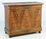 LOT 232: A FRENCH LOUIS PHILIPPE STYLE WALNUT CHEST OF DRAWERS