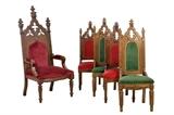 LOT 243: AN ASSEMBLED SET OF GOTHIC REVIVAL CHAIRS 