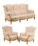 LOT 289: A FRENCH LOUIS XV STYLE UPHOLSTERED SALON SUITE